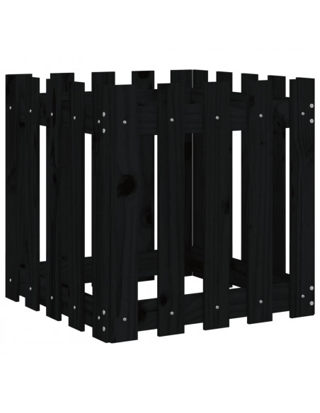 Fioriera Giardino a Recinzione Nera 50x50x50 cm Massello Pino