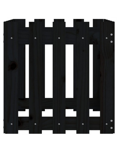 Fioriera Giardino a Recinzione Nera 50x50x50 cm Massello Pino