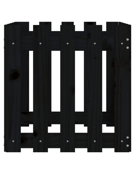 Fioriera Giardino a Recinzione Nera 50x50x50 cm Massello Pino