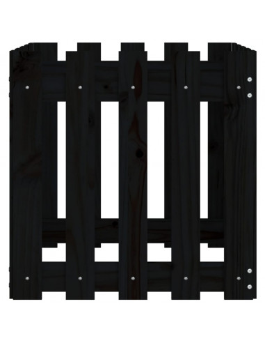 Fioriera Giardino a Recinzione Nera 50x50x50 cm Massello Pino