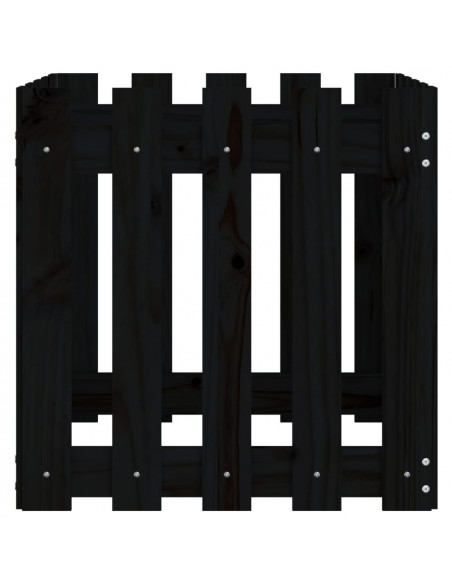 Fioriera Giardino a Recinzione Nera 50x50x50 cm Massello Pino