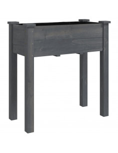 Fioriera Ruote e Fodera Grigia 71x37x80cm Legno Massello Abete 2