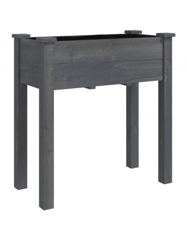 Fioriera Ruote e Fodera Grigia 71x37x80cm Legno Massello Abete