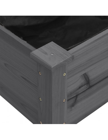Fioriera Ruote e Fodera Grigia 71x37x80cm Legno Massello Abete