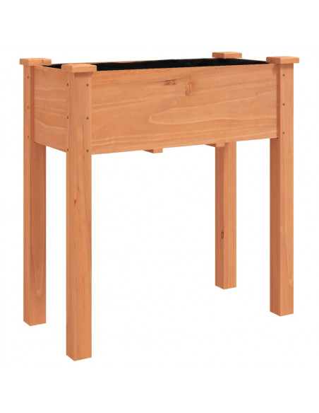 Fioriera Ruote e Fodera Marrone 71x37x80cm Legno Massello Abete
