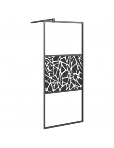 Parete Doccia Walk in 90x195cm Vetro ESG con Design Pietre Nero