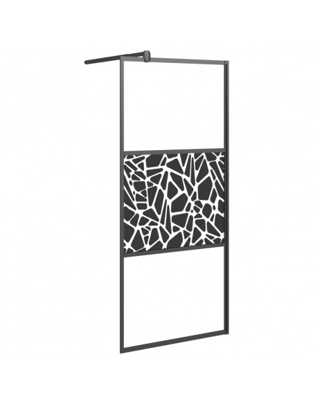Parete Doccia Walk in 90x195cm Vetro ESG con Design Pietre Nero