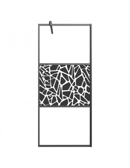 Parete Doccia Walk in 90x195cm Vetro ESG con Design Pietre Nero