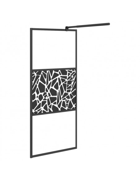 Parete Doccia Walk in 90x195cm Vetro ESG con Design Pietre Nero