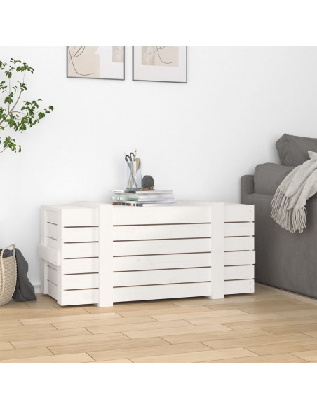 Contenitore Portaoggetti Bianco 91x40,5x42 cm Massello di Pino