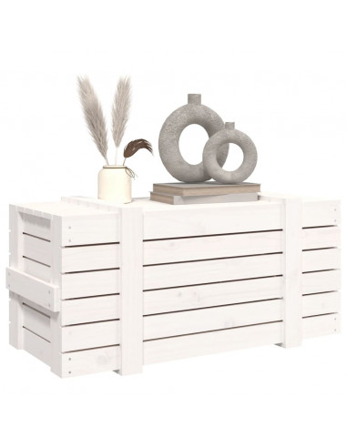 Contenitore Portaoggetti Bianco 91x40,5x42 cm Massello di Pino