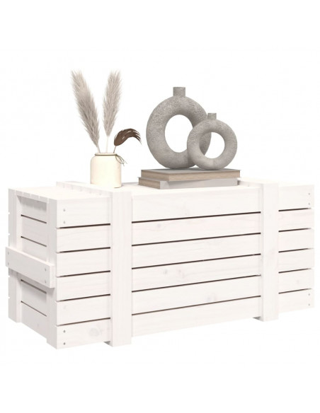Contenitore Portaoggetti Bianco 91x40,5x42 cm Massello di Pino