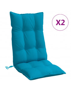 Cuscini Sedia con Schienale Alto 2 pz Blu Chiaro Tessuto Oxford