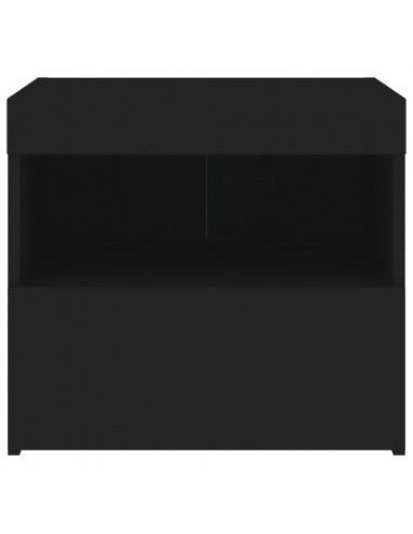 Comodino con Luci LED Nero 50x40x45 cm