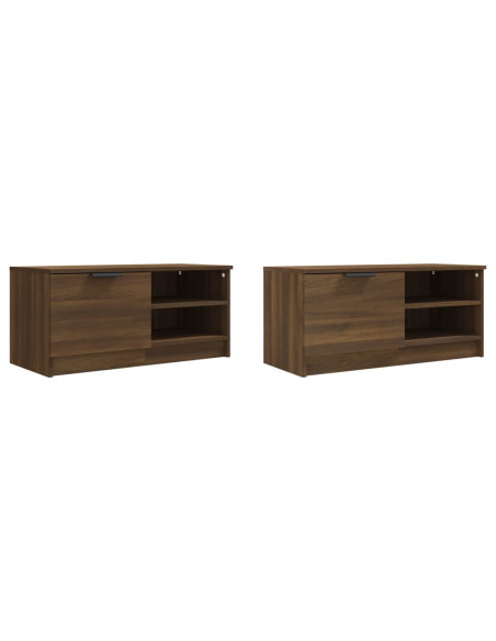 Mobili TV 2 pz Rovere Marrone 80x35x36,5cm in Legno Multistrato
