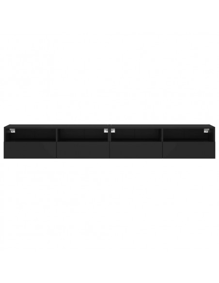 Mobili TV a Parete 2pz Neri 100x30x30 cm in Legno Multistrato