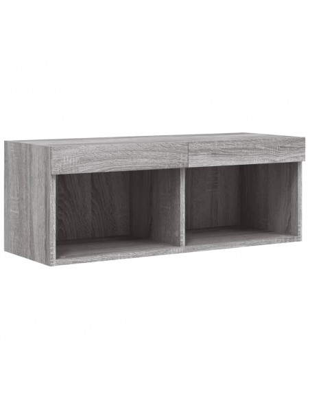 Mobile Porta TV con Luci LED Grigio Sonoma 80x30x30 cm