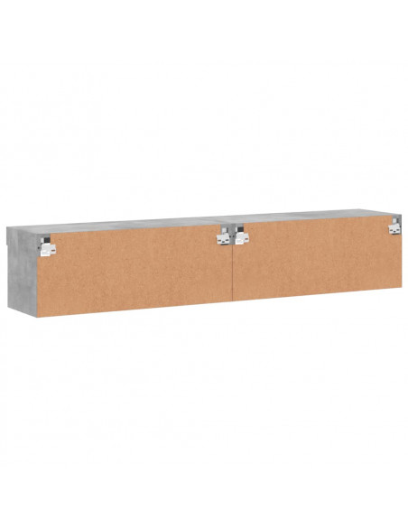 Mobili TV con Luci LED 2pz Grigio Cemento 80x30x30 cm
