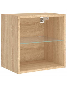 Mobili TV a Muro con LED 8pz Rovere Sonoma Legno Multistrato