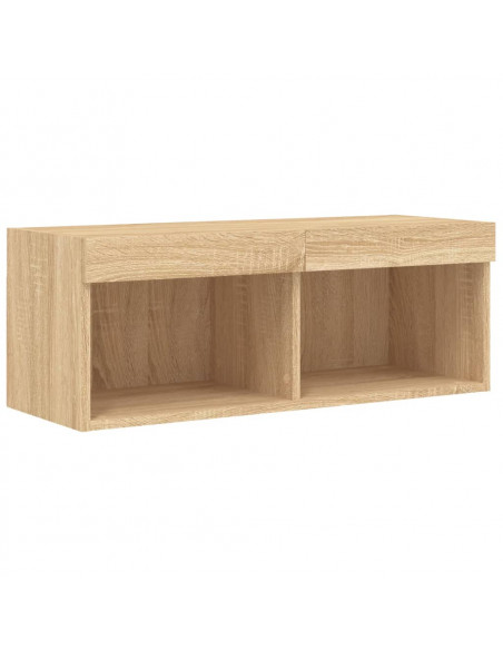 Mobili TV a Muro con LED 8pz Rovere Sonoma Legno Multistrato