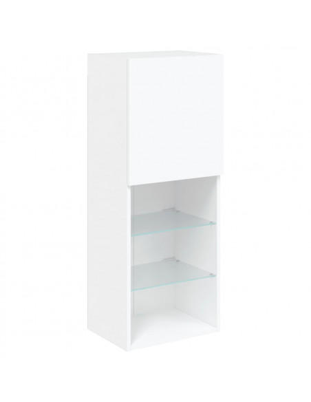 Mobili TV a Muro con LED 4pz Bianchi in Legno Multistrato