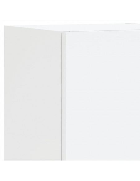 Mobili TV a Muro con LED 4pz Bianchi in Legno Multistrato