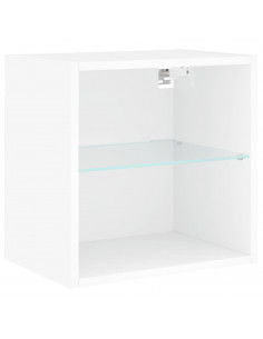 Mobili TV a Muro con LED 8pz Bianchi in Legno Multistrato