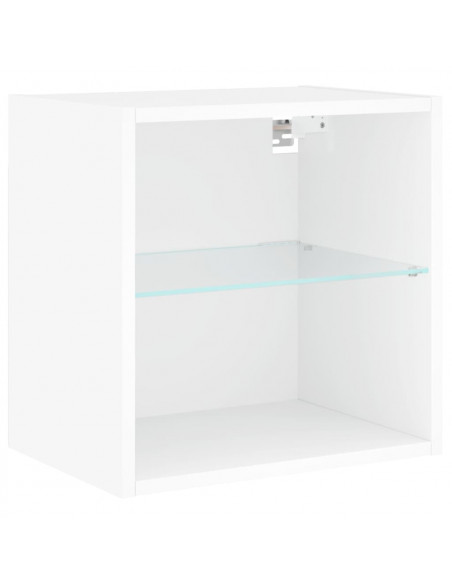 Mobili TV a Muro con LED 8pz Bianchi in Legno Multistrato