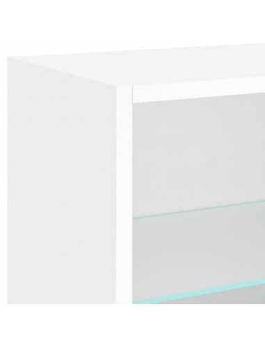 Mobili TV a Muro con LED 8pz Bianchi in Legno Multistrato