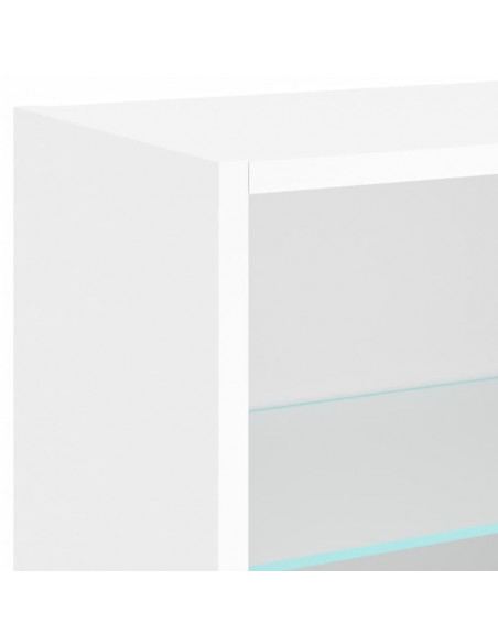 Mobili TV a Muro con LED 8pz Bianchi in Legno Multistrato