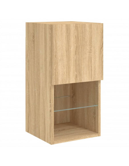 Mobili TV a Muro con LED 4pz Rovere Sonoma Legno Multistrato