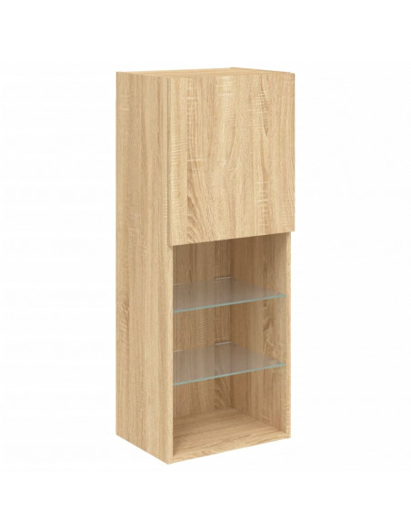 Mobili TV a Muro con LED 4pz Rovere Sonoma Legno Multistrato