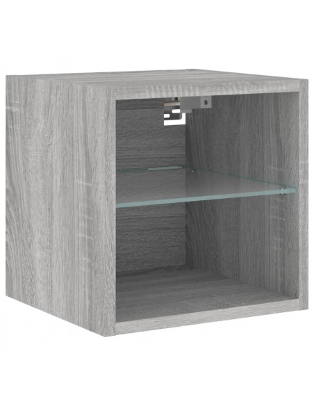 Mobili TV a Muro con LED 6pz Grigio Sonoma Legno Multistrato