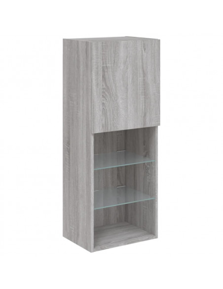 Mobili TV a Muro con LED 6pz Grigio Sonoma Legno Multistrato