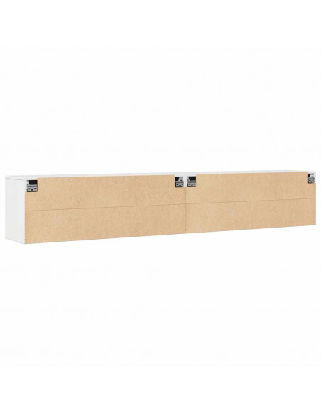Pensili 2 pz Bianchi 100x30x35 cm in Legno Massello di Pino