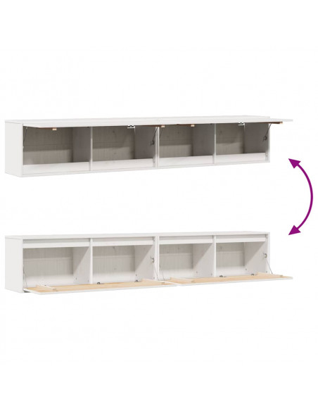 Pensili 2 pz Bianchi 100x30x35 cm in Legno Massello di Pino