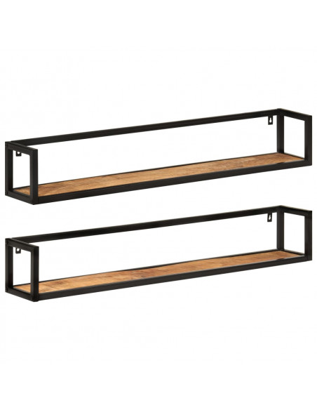 Mensole da Parete 2 pz 110x17x17cm Legno Massello Mango e Ferro