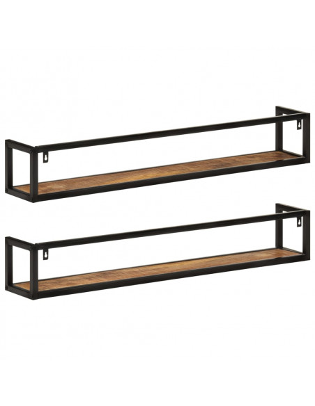 Mensole da Parete 2 pz 110x17x17cm Legno Massello Mango e Ferro