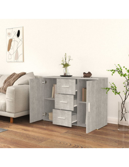 Credenza Grigio Cemento 91x29,5x65 cm in Legno Multistrato