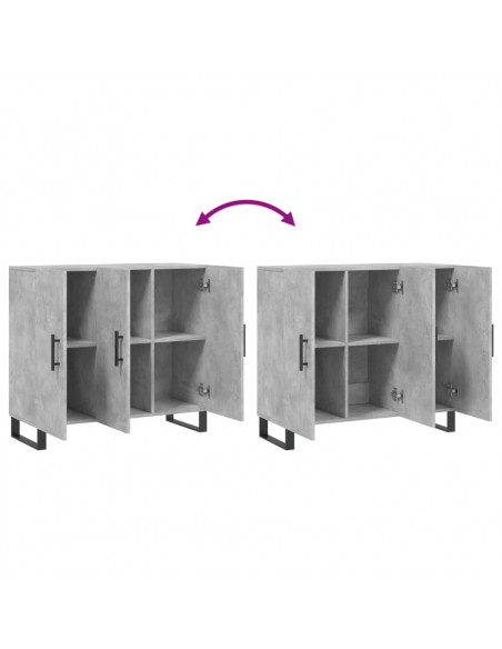 Credenza Grigio Cemento 90x34x80 cm in Legno Multistrato