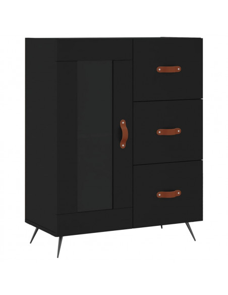 Credenza Nera 69,5x34x180 cm in Legno Multistrato