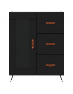 Credenza Nera 69,5x34x180 cm in Legno Multistrato 2