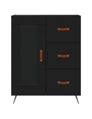 Credenza Nera 69,5x34x180 cm in Legno Multistrato