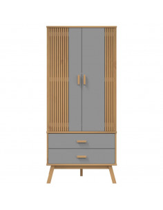 Armadio OLDEN Grigio e Marrone 76,5x53x172 cm Massello di Pino