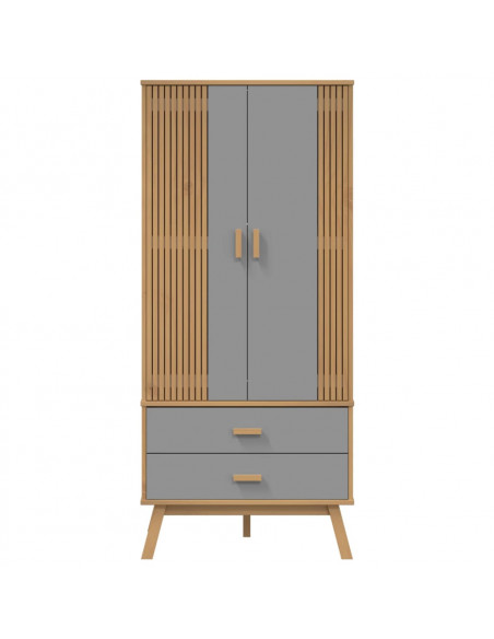 Armadio OLDEN Grigio e Marrone 76,5x53x172 cm Massello di Pino
