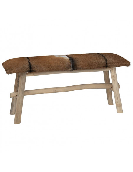 Panca in Vera Pelle e Teak