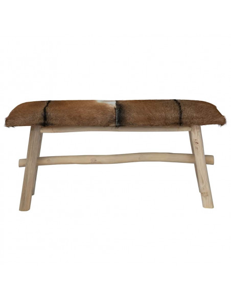 Panca in Vera Pelle e Teak