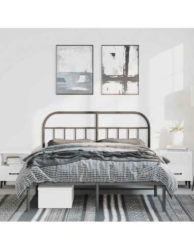 Giroletto con Testiera in Metallo Nero 135x190 cm