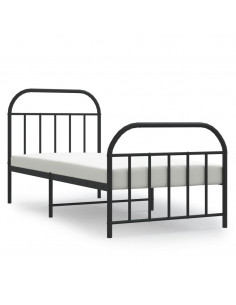 Giroletto con Testiera e Pediera Metallo Nero 90x200 cm