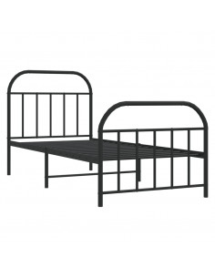 Giroletto con Testiera e Pediera Metallo Nero 90x200 cm 2